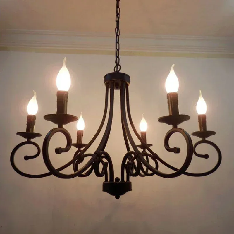 American European retro black iron candle light 6 8 lights big chandelier lamp for living dinning room foyer hanging chain light
American European retro black iron candle light 6 8 lights big chandelier lamp for living dinning room foyer hanging chain light
