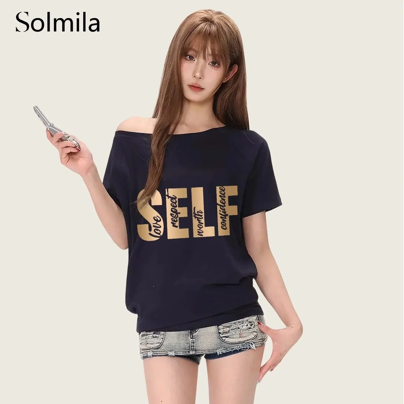 Women's Korean Letters Prints Off Shoulders Short Sleeve T-Shirts Casual Tops Fashion Tee Trendy Graffiti Summer Streetwear Top
Women's Korean Letters Prints Off Shoulders Short Sleeve T-Shirts Casual Tops Fashion Tee Trendy Graffiti Summer Streetwear Top