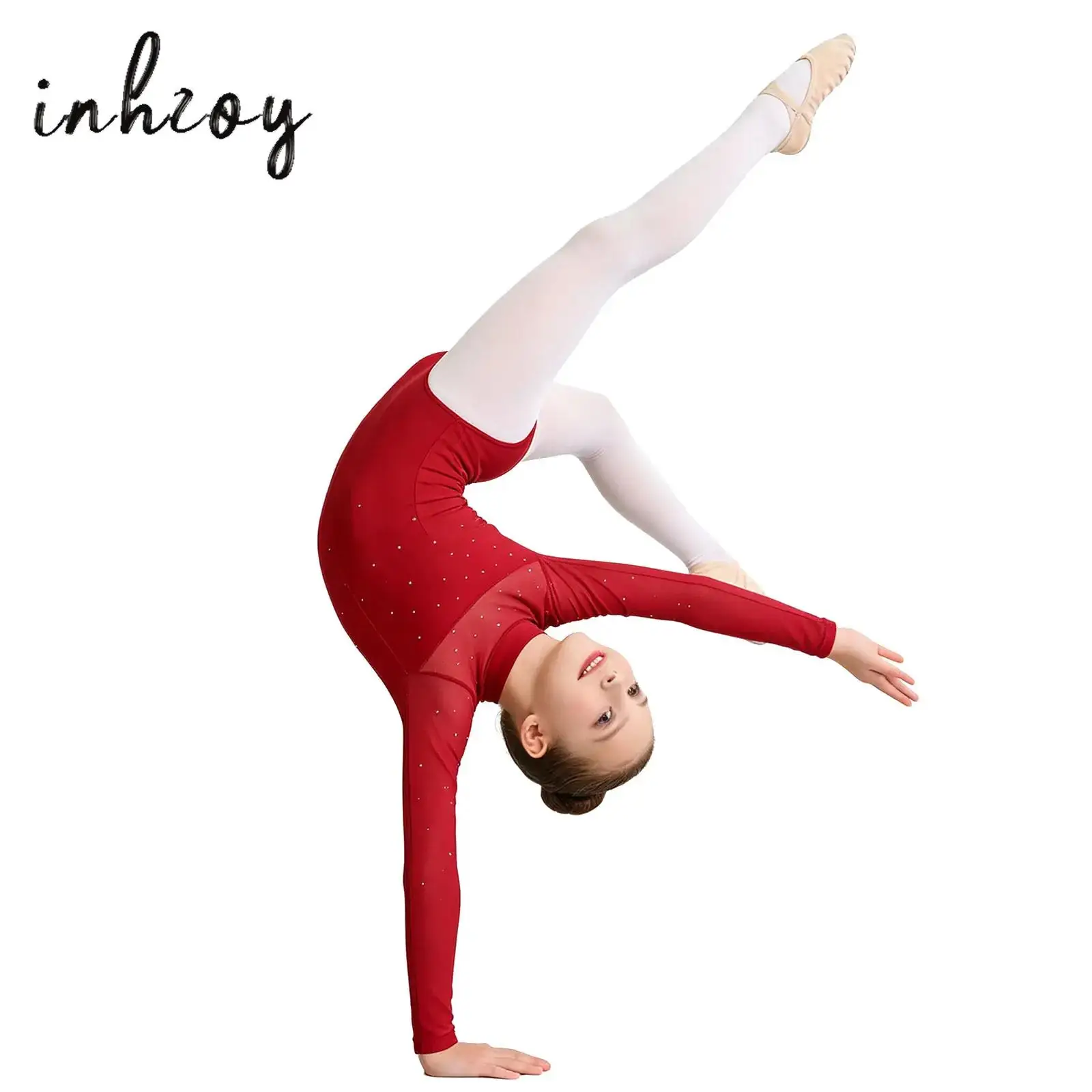 Kids Basic Ballet Leotard Long Sleeve Turtleneck Mesh Patchwork Shiny Rhinestone Girls Gymnastics Romper Dance Training Costumes
Kids Basic Ballet Leotard Long Sleeve Turtleneck Mesh Patchwork Shiny Rhinestone Girls Gymnastics Romper Dance Training Costumes