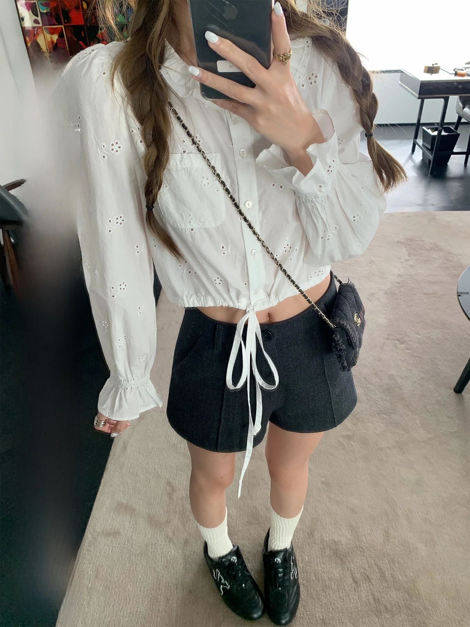 Yuzhiqi Dr Mountain Tea White ort Women's irt Luxury Sensation Sweet Sle Breathable Long Sve Spring Faion
Yuzhiqi Dr Mountain Tea White ort Women's irt Luxury Sensation Sweet Sle Breathable Long Sve Spring Faion