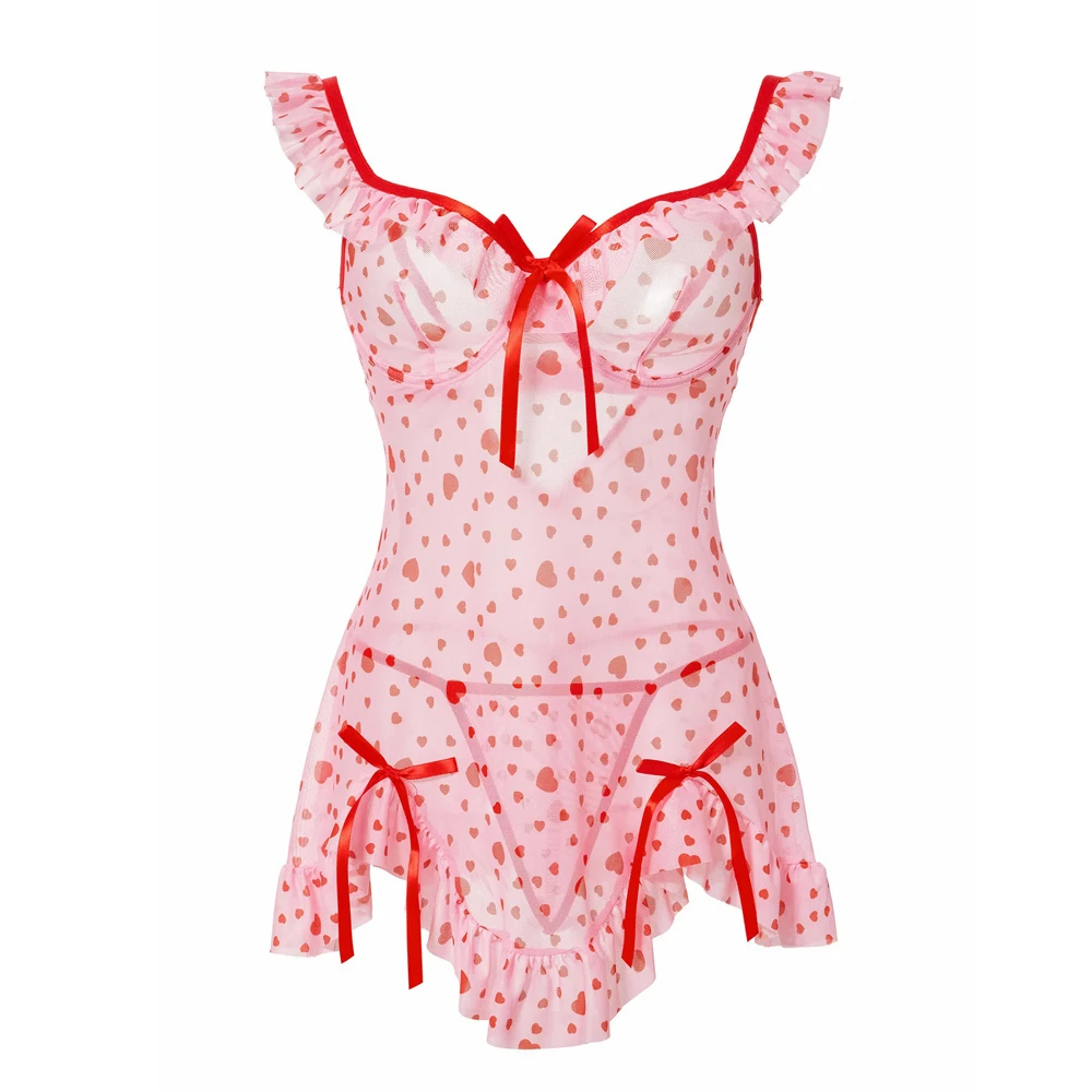 VampNight Pink Floral French Style Women's Gauze Sexy Dress Lingerie with Mesh Craftwork Pajamas Nightgown for Spring & Summer
VampNight Pink Floral French Style Women's Gauze Sexy Dress Lingerie with Mesh Craftwork Pajamas Nightgown for Spring & Summer