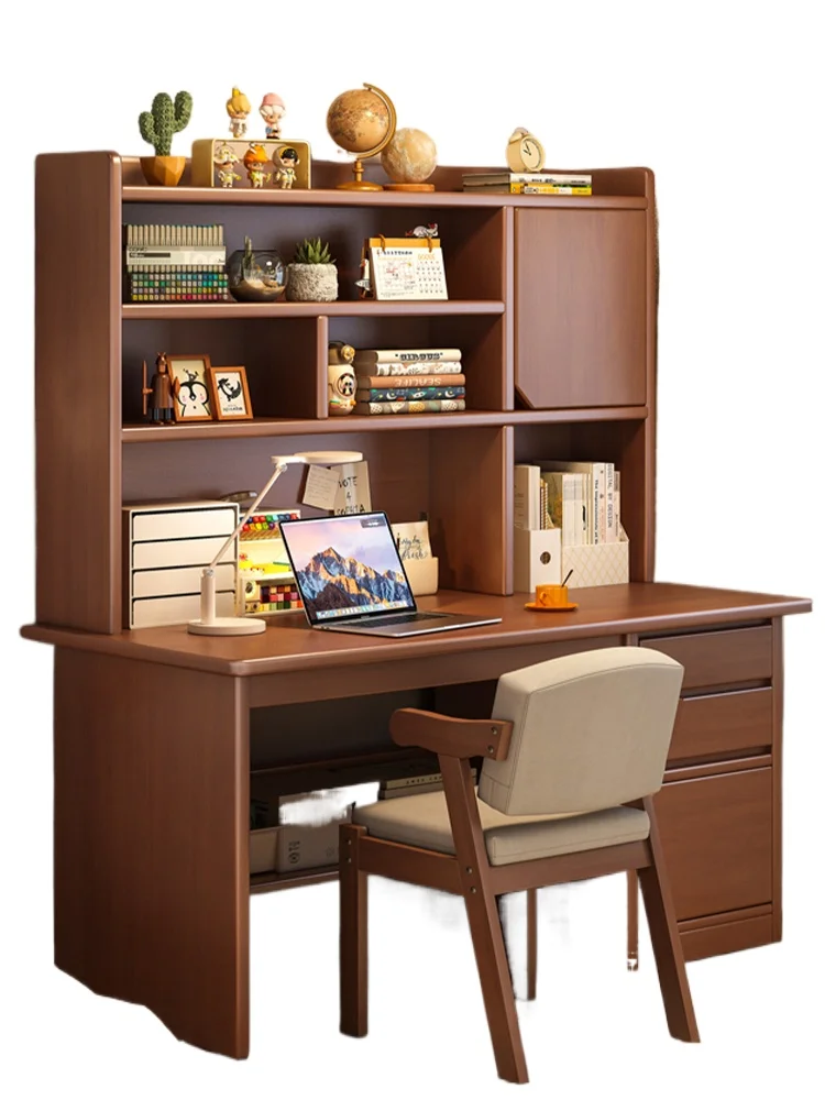 Solid wood desk Student home study writing desk Bedroom Bookshelf integrated with bookcase Drawer Computer
Solid wood desk Student home study writing desk Bedroom Bookshelf integrated with bookcase Drawer Computer