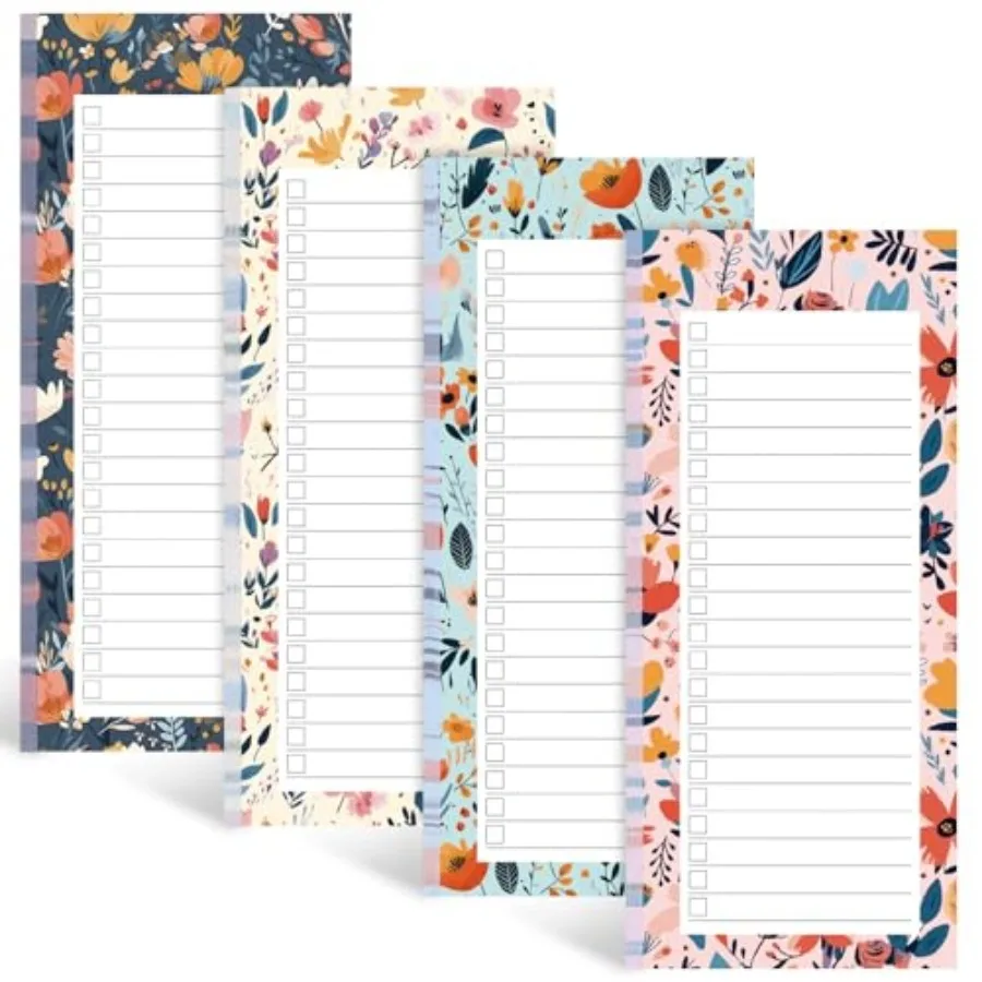 Magnetic Fridge Notepads Floral Design 4 Pack 200 Sheets Grocery List Notepad 70g Premium Paper Tear-Off Sheets Perfect for Dai
Magnetic Fridge Notepads Floral Design 4 Pack 200 Sheets Grocery List Notepad 70g Premium Paper Tear-Off Sheets Perfect for Dai