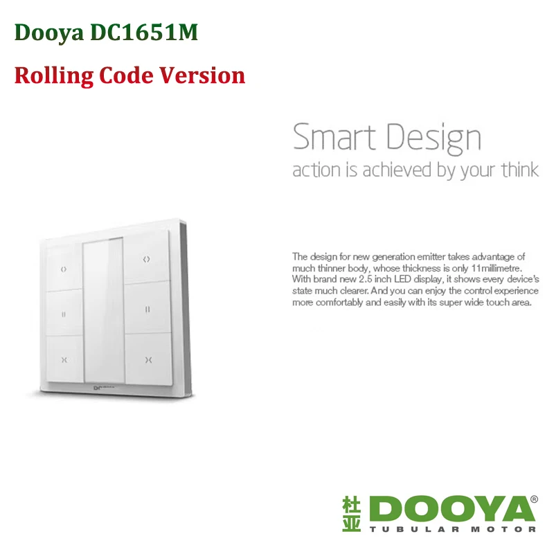 Brang New Dooya DC1650M Single Channel Rolling Code Wall Switch for Curtain Motor - DC1651M Double Channel Emitter Receiver
Brang New Dooya DC1650M Single Channel Rolling Code Wall Switch for Curtain Motor - DC1651M Double Channel Emitter Receiver