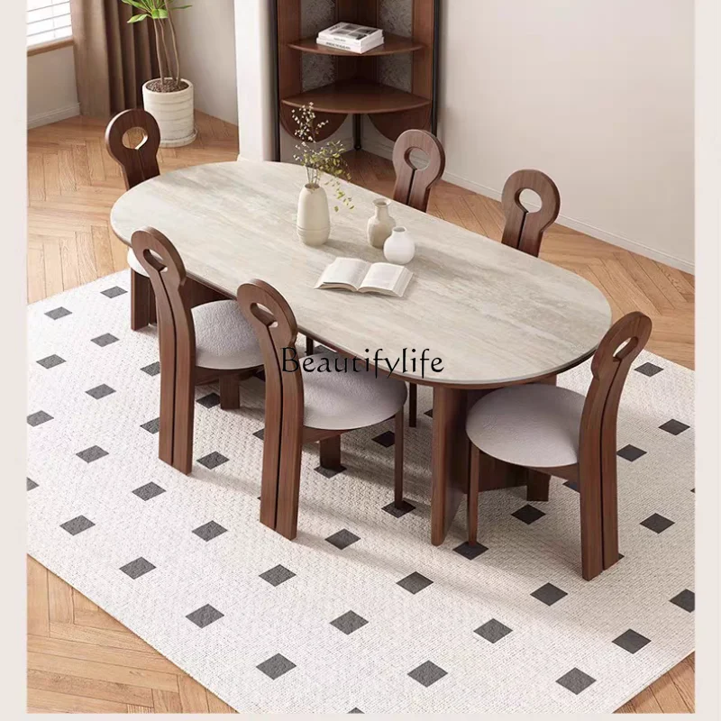 Rock slab cave stone dining table oval household medium and ancient style small apartment
Rock slab cave stone dining table oval household medium and ancient style small apartment