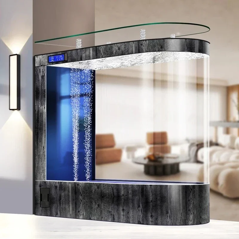 Fish tank Large floor-to-ceiling partition glass aquarium in living room Side circulation filtration
Fish tank Large floor-to-ceiling partition glass aquarium in living room Side circulation filtration