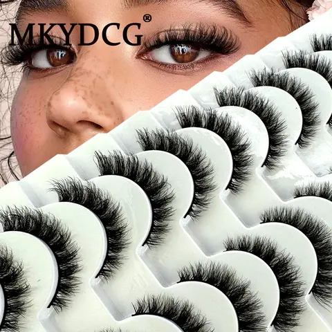 MKYDCG New 10 Pairs 3D Mink Lashes Faux Mink Fluffy Lash Soft Full Thick Wispy Eyelash Dramatic False Eyelashes Makeup