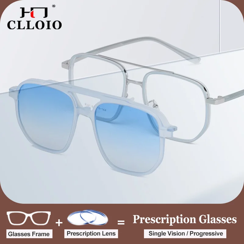 CLLOIO Fashion 2-in-1 Magnetic Clip Myopia Sunglasses for Men Women Pilot Outdoor UV Protection Progressive Prescription Glasses
CLLOIO Fashion 2-in-1 Magnetic Clip Myopia Sunglasses for Men Women Pilot Outdoor UV Protection Progressive Prescription Glasses