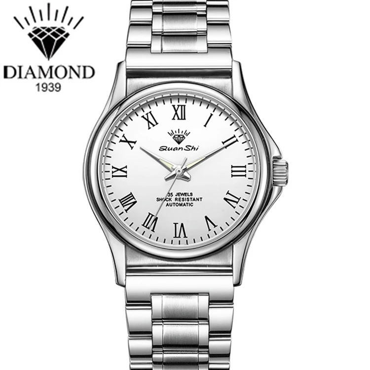 Shanghai diamond brand watch men's automatic mechanical watch stainless steel with luminous Roman numerals transparent men's
Shanghai diamond brand watch men's automatic mechanical watch stainless steel with luminous Roman numerals transparent men's