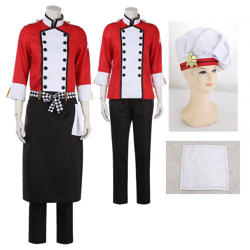 Silver Riddle Cosplay Costume Anime Men Women Chef Costume with Hat Apron Towel 6Pcs Set for Halloween Party
Silver Riddle Cosplay Costume Anime Men Women Chef Costume with Hat Apron Towel 6Pcs Set for Halloween Party