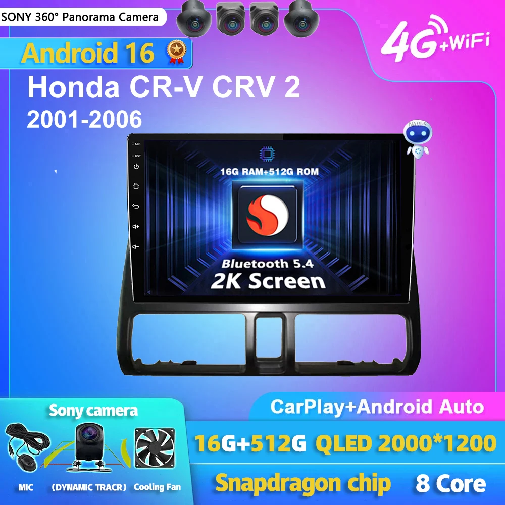 Android 16 Carplay Auto Car Radio Multimedia Player For Honda CR-V CRV 2 2001-2006 Navigation Autoradio Stereo 2din Head Unit
Android 16 Carplay Auto Car Radio Multimedia Player For Honda CR-V CRV 2 2001-2006 Navigation Autoradio Stereo 2din Head Unit