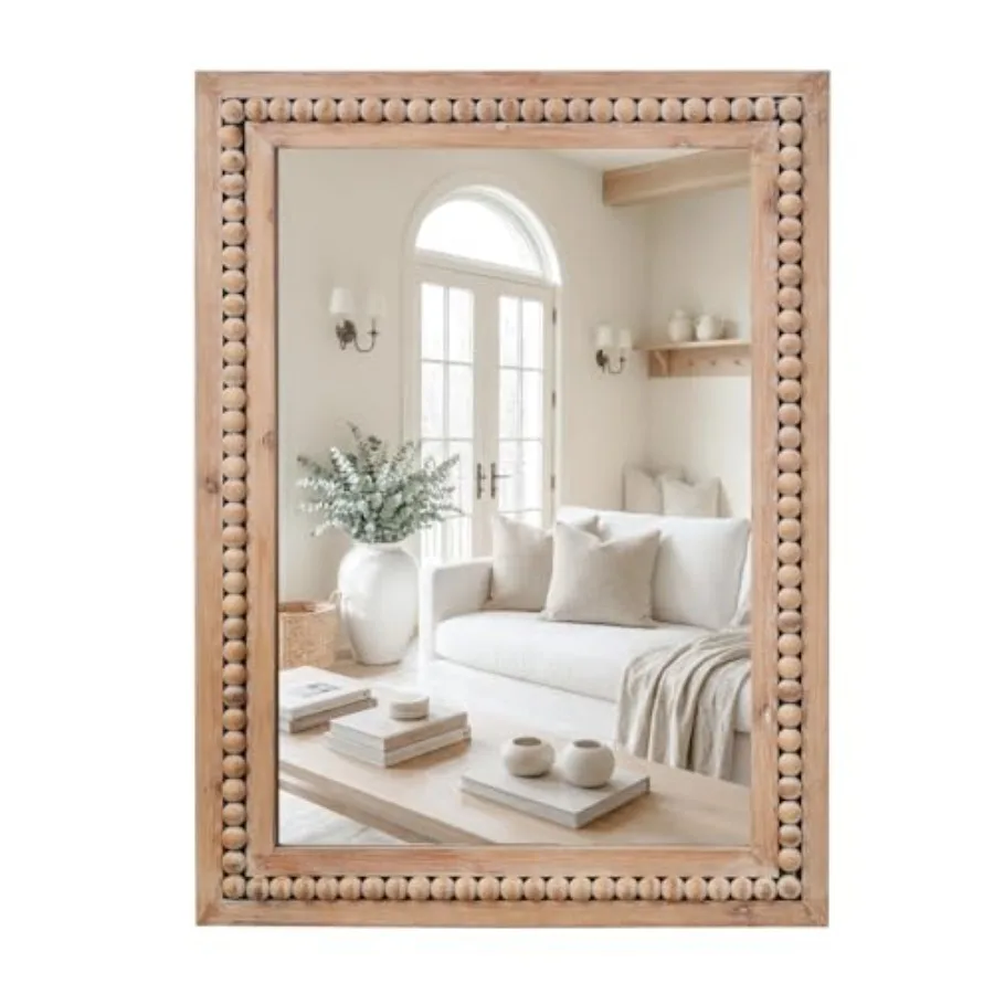 Rustic Wooden Mirror, 22x30 Inch Farmhouse Boho Bathroom Rectangle Nursery Beads Decor Wall-Mounted Mirror for Bedroom, Living
Rustic Wooden Mirror, 22x30 Inch Farmhouse Boho Bathroom Rectangle Nursery Beads Decor Wall-Mounted Mirror for Bedroom, Living