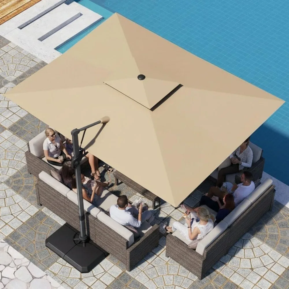 9’ X 12’ Cantilever Patio Umbrella with Base, Outdoor Rectangular Heavy Duty Large Umbrella with Hydraulic Lift and, Customized
9’ X 12’ Cantilever Patio Umbrella with Base, Outdoor Rectangular Heavy Duty Large Umbrella with Hydraulic Lift and, Customized