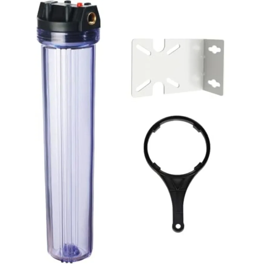 20-Inch Clear Filter Housing for 2.5" x 20" Whole House Water Filtration System - 3/4"NPT Brass Port - with Air Relief Valve
20-Inch Clear Filter Housing for 2.5" x 20" Whole House Water Filtration System - 3/4"NPT Brass Port - with Air Relief Valve