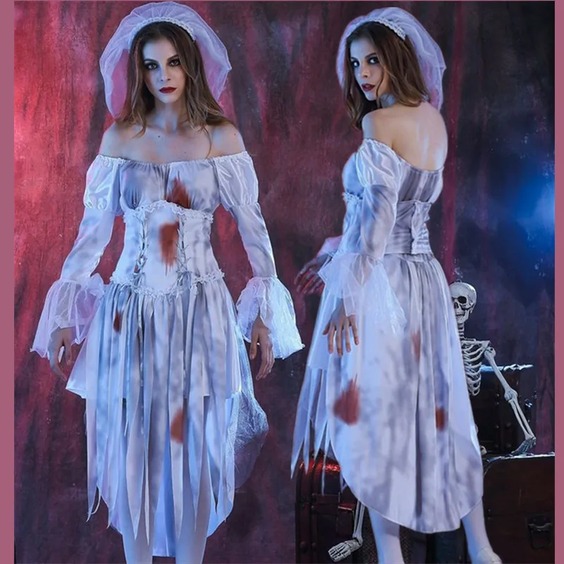 Adult Halloween Horror Bloodstained Bride Waist Seal Dress Zombie Clothes Cosplay Performance Costume Women's Fashion Dress
Adult Halloween Horror Bloodstained Bride Waist Seal Dress Zombie Clothes Cosplay Performance Costume Women's Fashion Dress