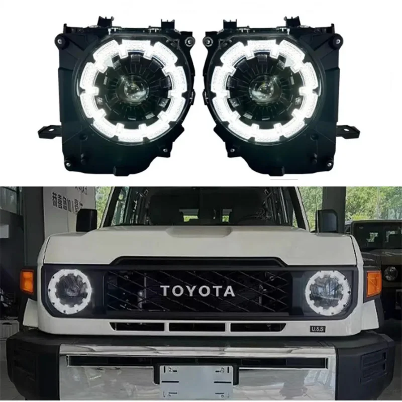 Светодиодные фары для Toyota Land Cruiser LC76 2024 LC79, светодиодные фары высокой конфигурации, DRL, динамический сигнал, передний фонарь в сборе
Светодиодные фары для Toyota Land Cruiser LC76 2024 LC79, светодиодные фары высокой конфигурации, DRL, динамический сигнал, передний фонарь в сборе