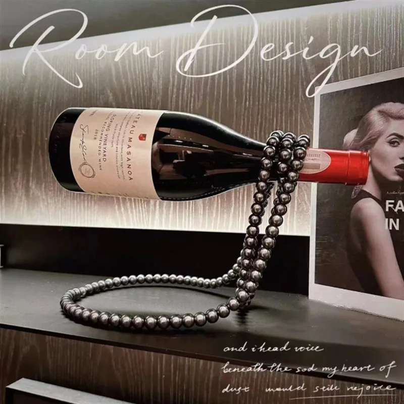 Creative Pearl Necklace Wine Rack Luxury Magic Metal Resin Hanging Suspension Wine Bottle Holder Rack Home Desktop Decoration
Creative Pearl Necklace Wine Rack Luxury Magic Metal Resin Hanging Suspension Wine Bottle Holder Rack Home Desktop Decoration