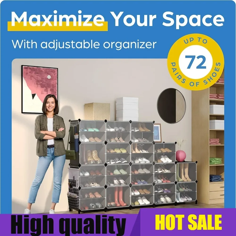 Home Upgrade shoe organizer cabinet up to 72 pairs, shoe closet-covered shoe rack with see-through door (clear, plastic, stackab
Home Upgrade shoe organizer cabinet up to 72 pairs, shoe closet-covered shoe rack with see-through door (clear, plastic, stackab