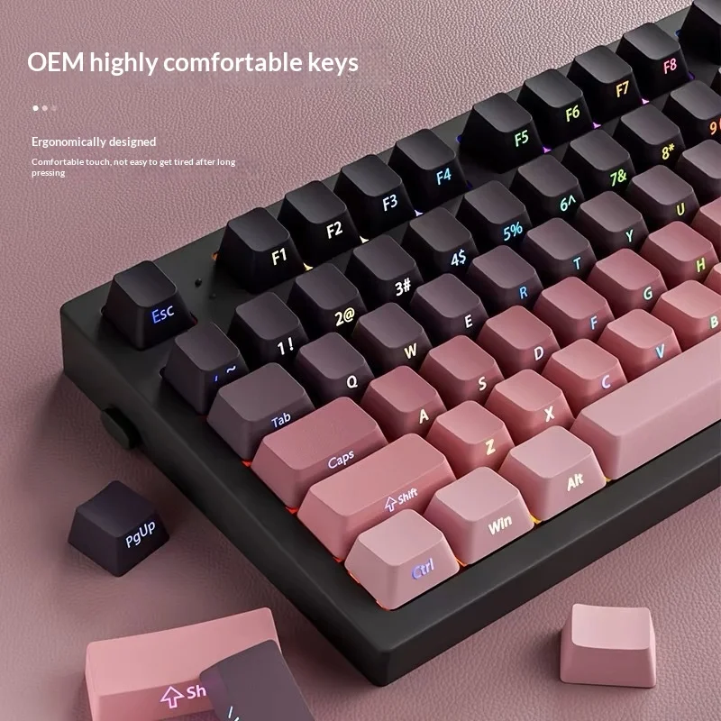 Gradual change of color side engraved keycaps, light transmission PBT original highly creative two-color customized general keyc
Gradual change of color side engraved keycaps, light transmission PBT original highly creative two-color customized general keyc