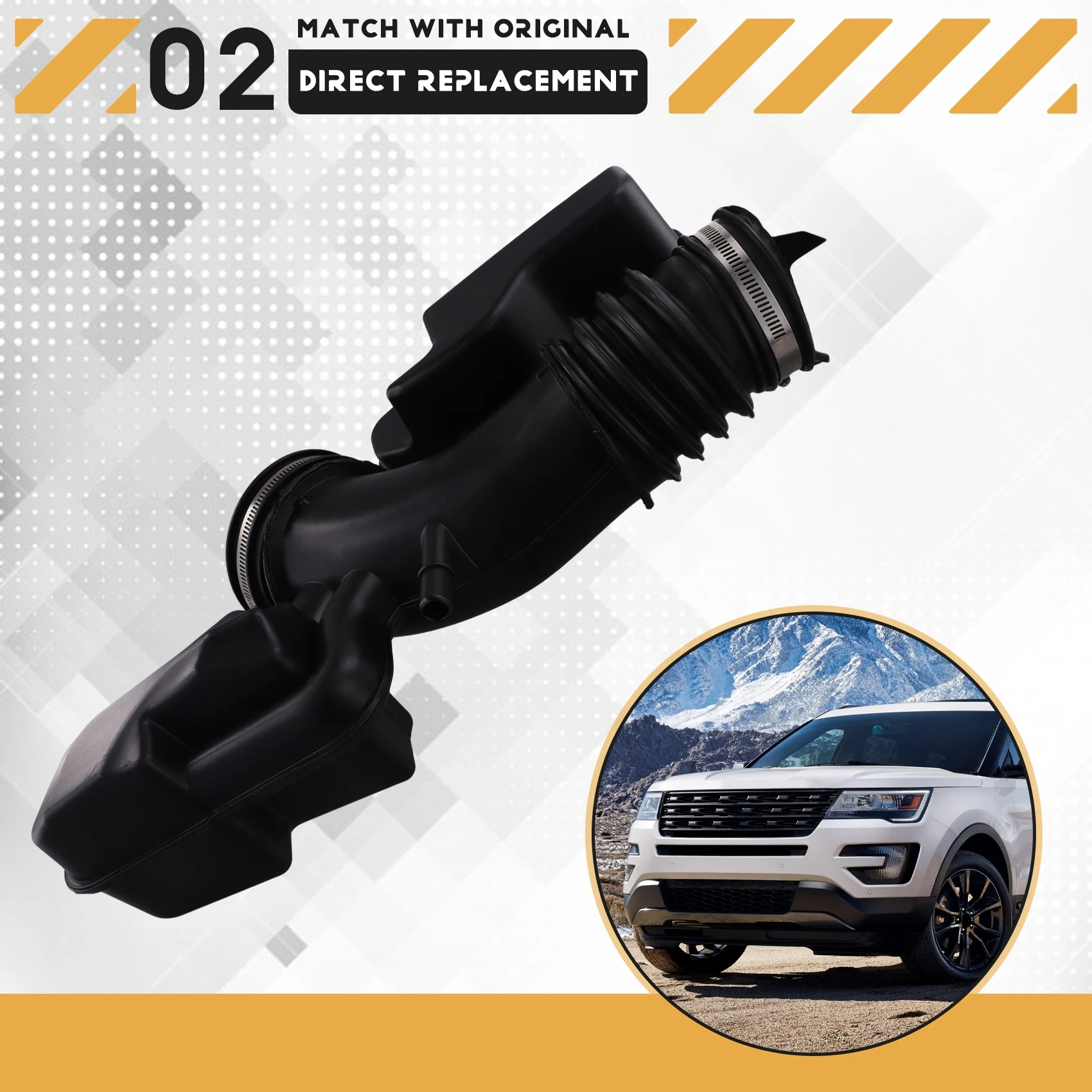 【ADORN】Автомобильный воздухозаборный шланг для Ford Explorer 2011-2019, компонент двигателя BB5Z-9B659-D BB5Z9B659D
【ADORN】Автомобильный воздухозаборный шланг для Ford Explorer 2011-2019, компонент двигателя BB5Z-9B659-D BB5Z9B659D
