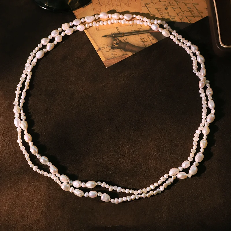 Оригинальный дизайн, длинное ожерелье с двойной петлей из натурального жемчуга для женщин, нишевая французская цепочка на шею, колье на ключицу, ювелирное изделие, головной убор
Оригинальный дизайн, длинное ожерелье с двойной петлей из натурального жемчуга для женщин, нишевая французская цепочка на шею, колье на ключицу, ювелирное изделие, головной убор