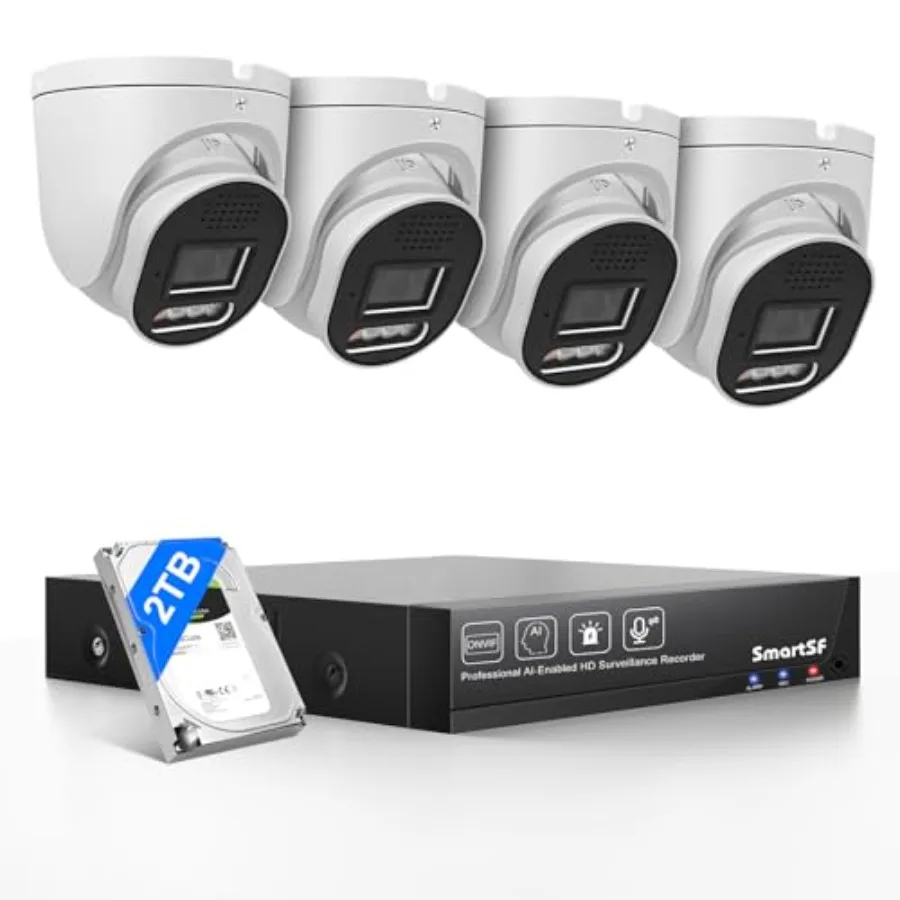 POE Security Camera System for indoor outdoor use, 5MP metal cameras with black color, color night vision and smart human detec
POE Security Camera System for indoor outdoor use, 5MP metal cameras with black color, color night vision and smart human detec