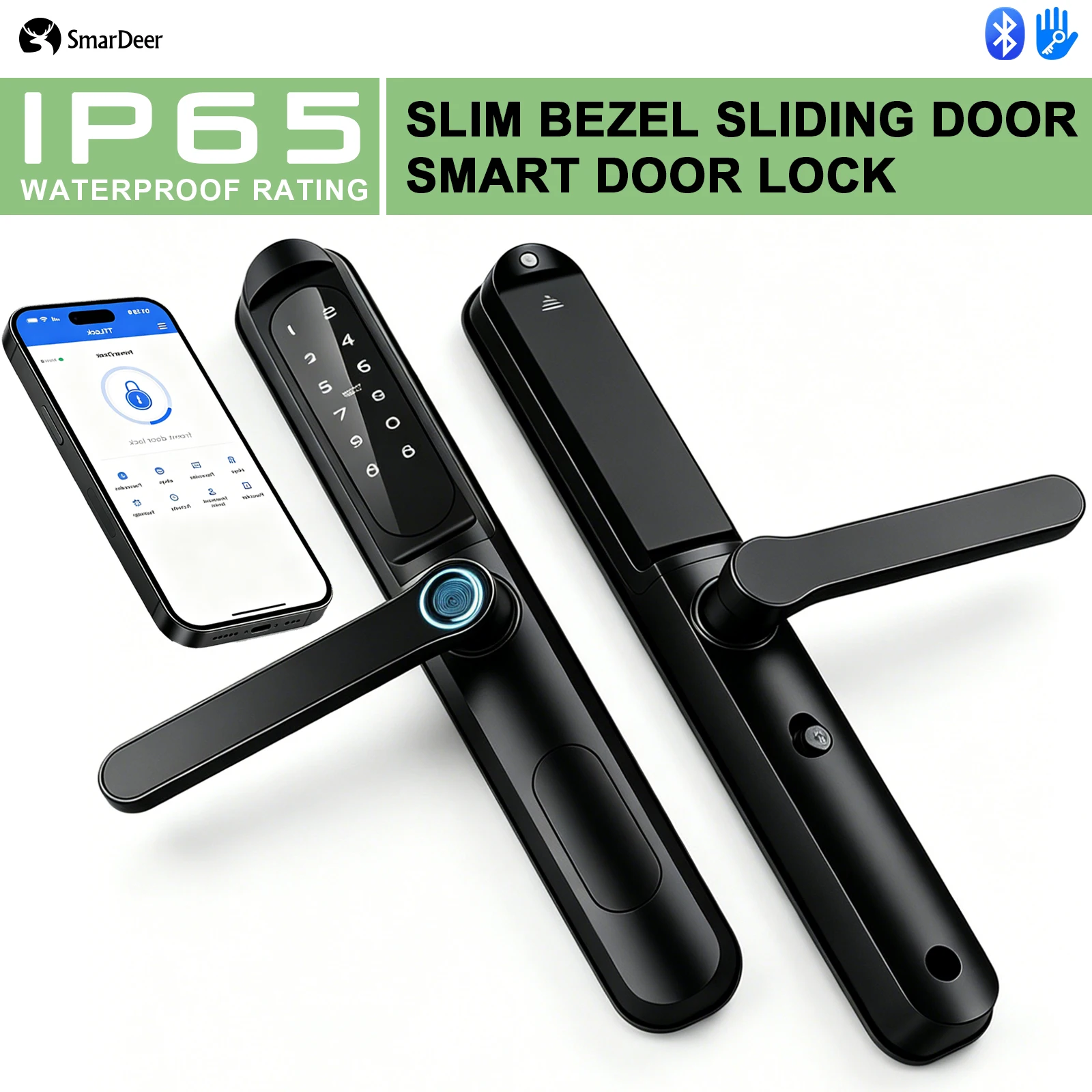 SmarDeer IP65 Waterproof Fingerprint Lock, Tuya WiFi Smart Door Lock for Ultra Narrow Frame Aluminum Sliding Door Lock
SmarDeer IP65 Waterproof Fingerprint Lock, Tuya WiFi Smart Door Lock for Ultra Narrow Frame Aluminum Sliding Door Lock