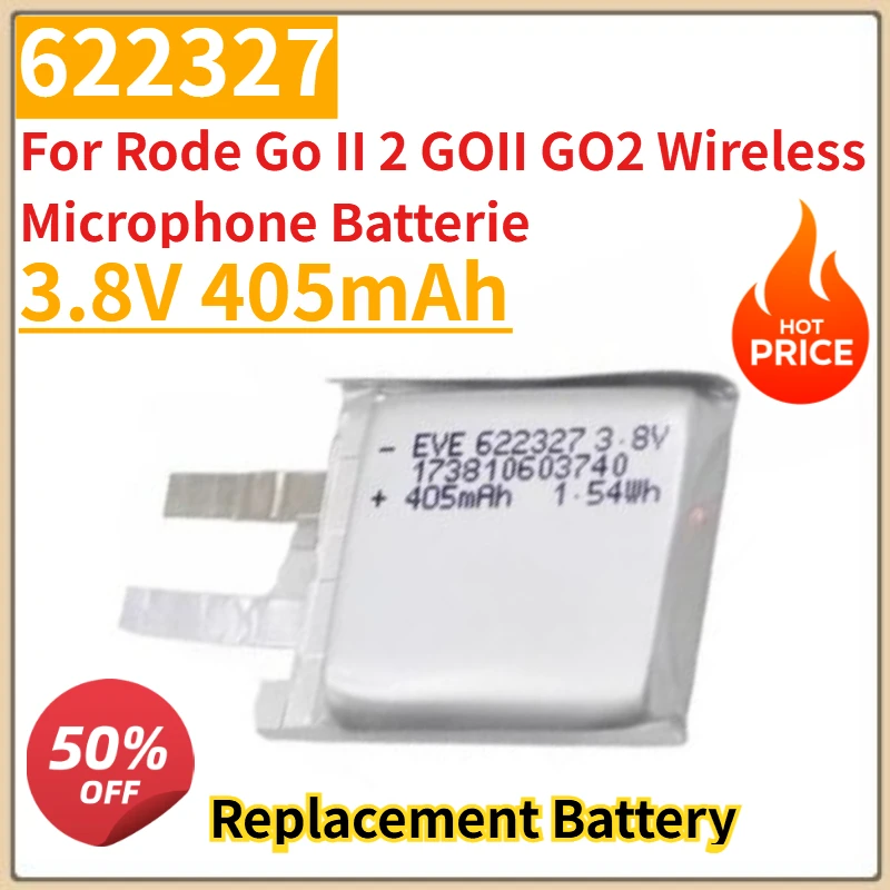 High Quality New 3.8V 405mAh 622327 Battery For Rode Go II 2 GOII GO2 Wireless Microphone Batterie
High Quality New 3.8V 405mAh 622327 Battery For Rode Go II 2 GOII GO2 Wireless Microphone Batterie