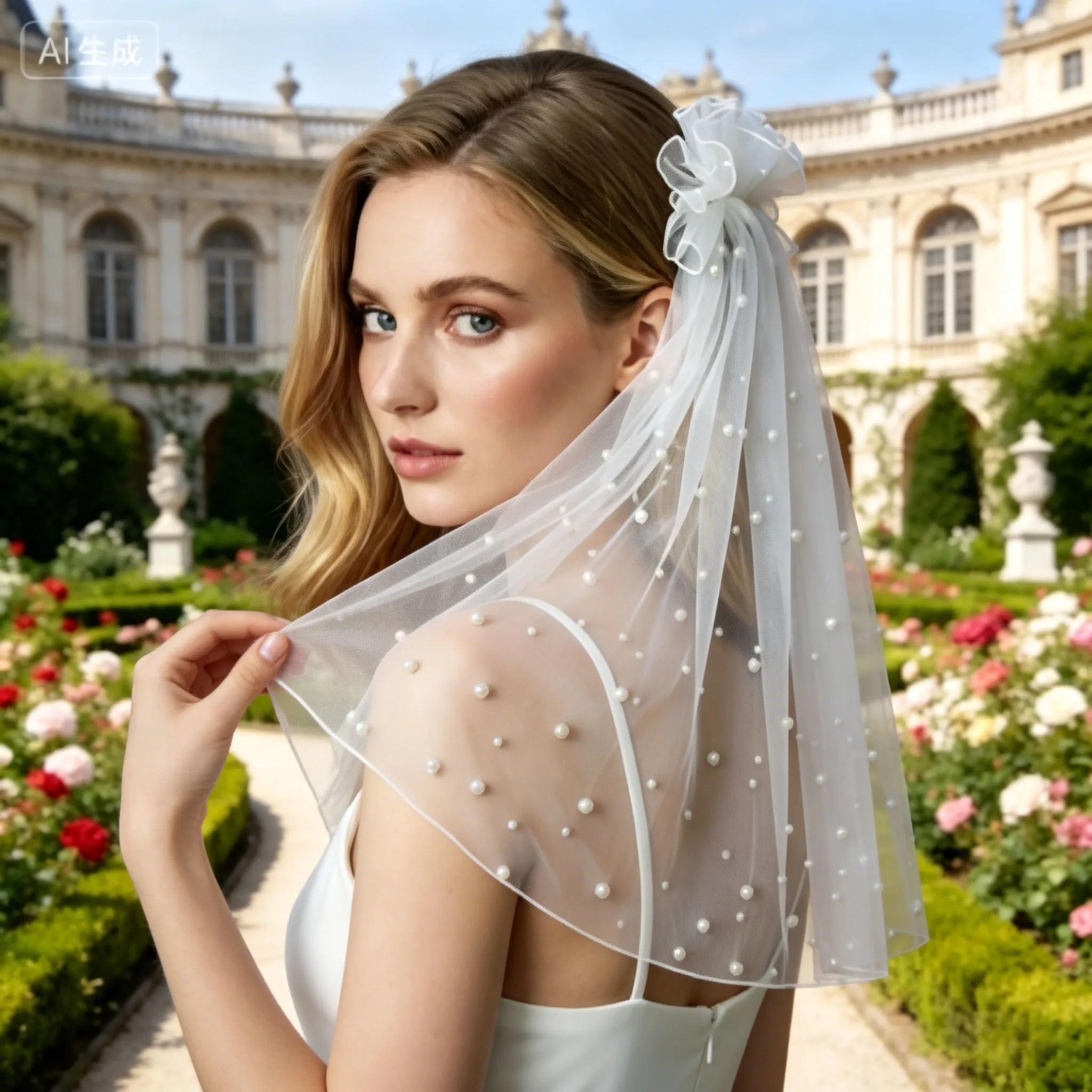 Short Sweet Bridal Veil with Pearls Pencil Edge Luxury Wedding Headpiece Gathering at Comb for Brides Elegant Accessory G16
Short Sweet Bridal Veil with Pearls Pencil Edge Luxury Wedding Headpiece Gathering at Comb for Brides Elegant Accessory G16