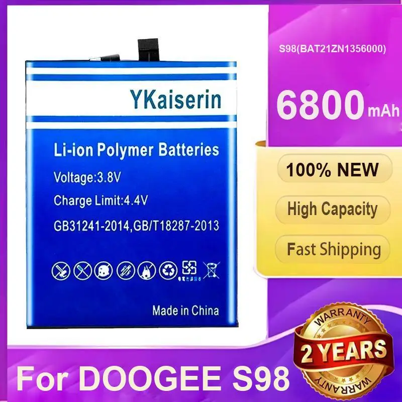 Портативный надежный сменный аккумулятор для мобильного телефона S98 BAT21ZN1356000 для Doogee 6800 мАч
Портативный надежный сменный аккумулятор для мобильного телефона S98 BAT21ZN1356000 для Doogee 6800 мАч