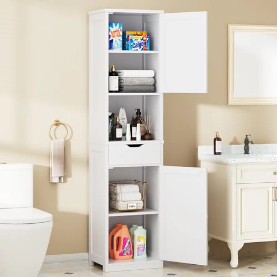 Tall Bathroom Storage Cabinet with Freestanding Adjustable Shelves Narrow Storage Linen Cabinet with 2 Doors and 1 Drawer for B
Tall Bathroom Storage Cabinet with Freestanding Adjustable Shelves Narrow Storage Linen Cabinet with 2 Doors and 1 Drawer for B