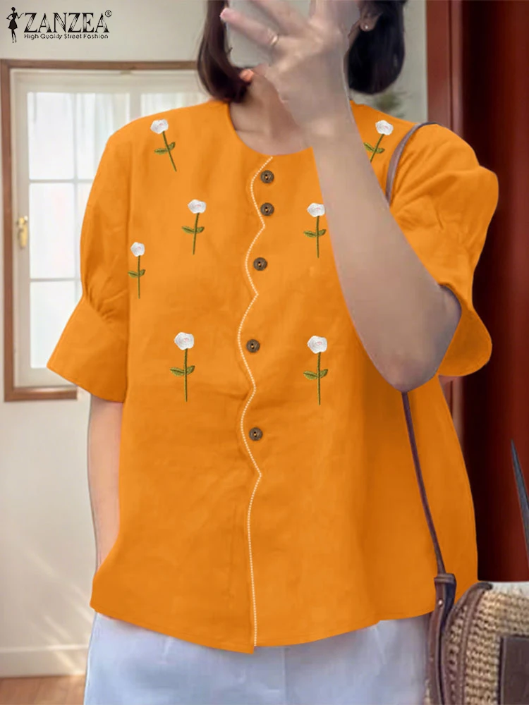 Women Blouse ZANZEA Embroidery Tunic Tops Summer Vintage Shirts 2025 Fashion Half Puff Sleeve Casual Loose Blusas Oversized Tops
Women Blouse ZANZEA Embroidery Tunic Tops Summer Vintage Shirts 2025 Fashion Half Puff Sleeve Casual Loose Blusas Oversized Tops