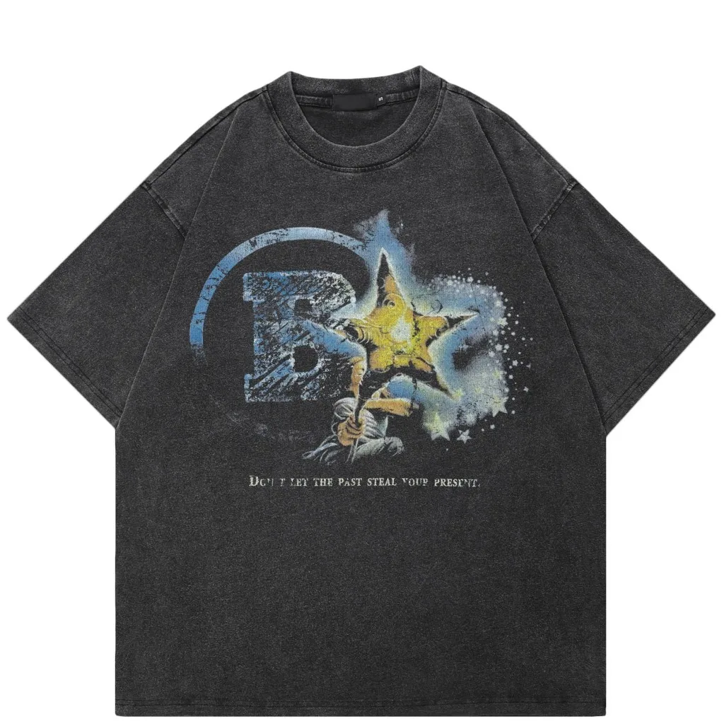 American fashion British star pattern printed T-shirt for men and women washed cotton T-shirt oversized short sleeved shirt
American fashion British star pattern printed T-shirt for men and women washed cotton T-shirt oversized short sleeved shirt