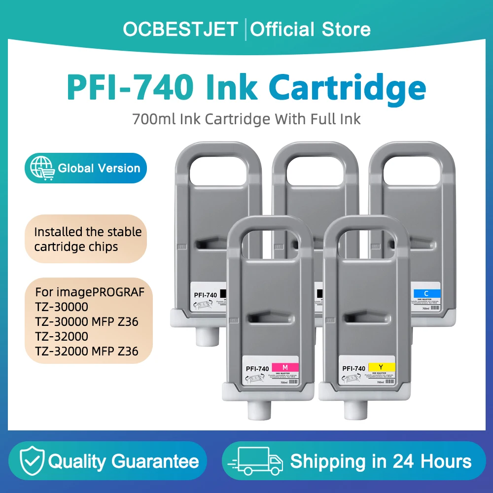 700ML For Canon PFI-740 PFI740 Full Ink Cartridge With Pigment Ink For Canon imagePROGRAF TZ-30000 TZ-32000 Printer Ink Tank
700ML For Canon PFI-740 PFI740 Full Ink Cartridge With Pigment Ink For Canon imagePROGRAF TZ-30000 TZ-32000 Printer Ink Tank