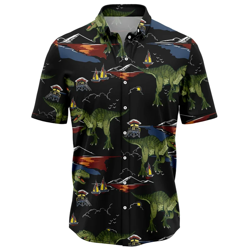 Fashion Dinosaur Pattern Hawaiian Shirts For Men Summer Trendy Short Sleeve 3D Printed Blouses Casual Beach Vacation Lapel Shirt
Fashion Dinosaur Pattern Hawaiian Shirts For Men Summer Trendy Short Sleeve 3D Printed Blouses Casual Beach Vacation Lapel Shirt