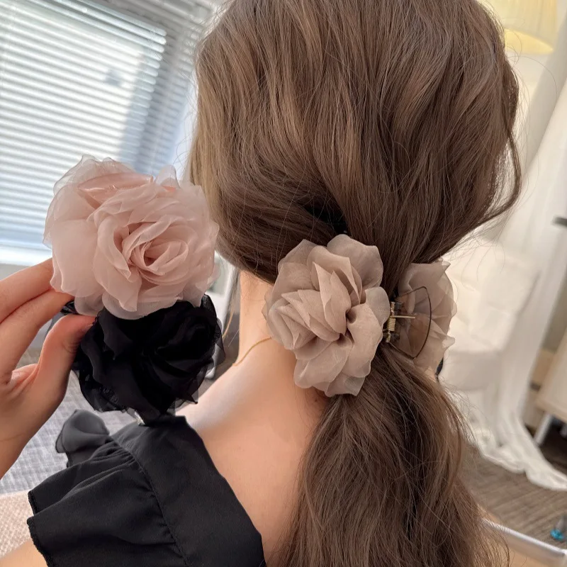 Korean Style Organza Rose Hair Claw, Soft Chiffon Flower Shark Clip for Daily Use High-end elegant temperament hair accessories
Korean Style Organza Rose Hair Claw, Soft Chiffon Flower Shark Clip for Daily Use High-end elegant temperament hair accessories