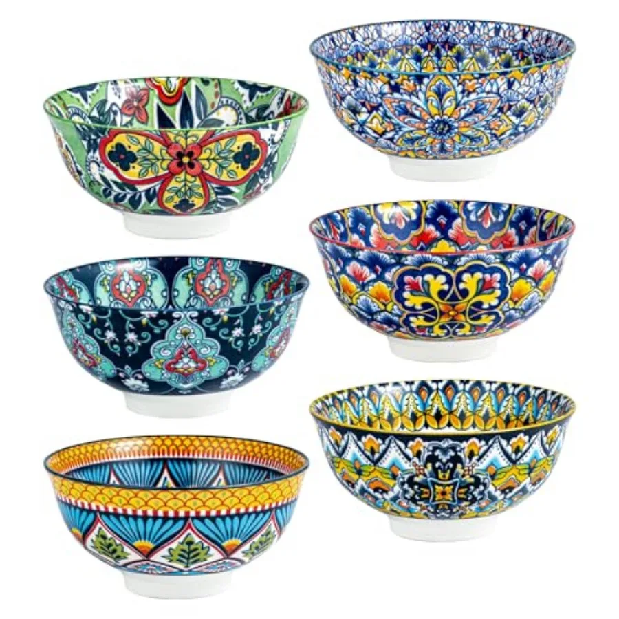 Boho Cereal and Soup Bowls Set of 6 Colorful Ceramic Bowl for Kitchen Perfect for Oatmeal Pasta Salad Dessert Fruit Microwave a
Boho Cereal and Soup Bowls Set of 6 Colorful Ceramic Bowl for Kitchen Perfect for Oatmeal Pasta Salad Dessert Fruit Microwave a