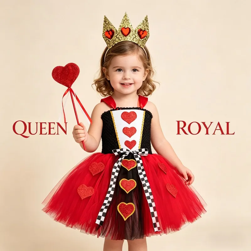 Vintage Court Tutu Dress Halloween Carnival Cosplay Gown Red Heart Pattern Outfit with Headwear for Party Stage Role Play Show
Vintage Court Tutu Dress Halloween Carnival Cosplay Gown Red Heart Pattern Outfit with Headwear for Party Stage Role Play Show