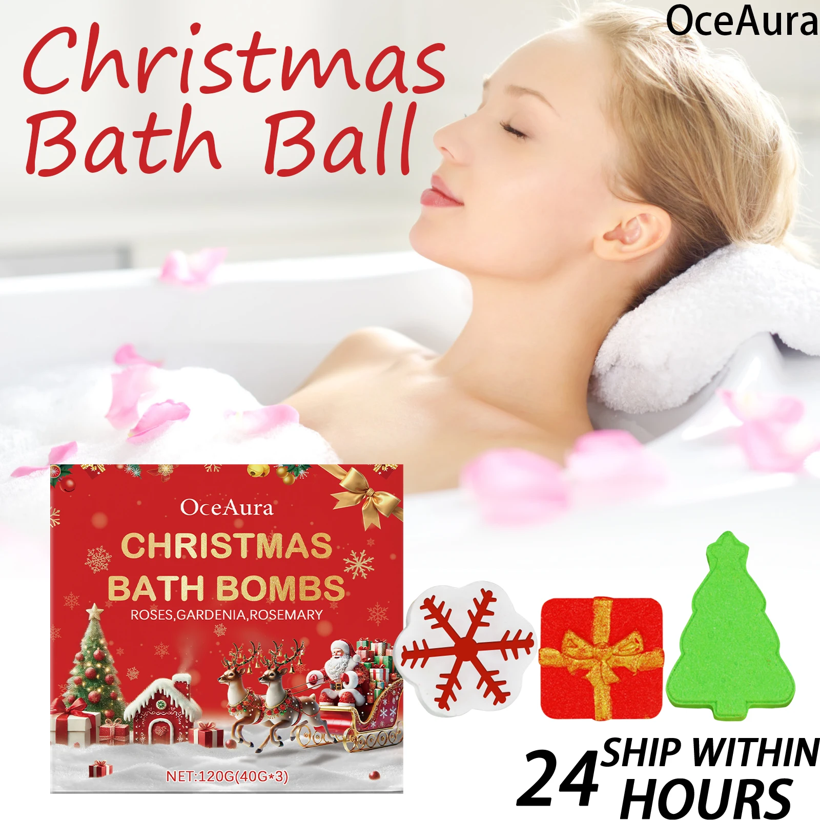 OceAura Christmas Bath Bombs Gift Set 3PC 40g Each Moisturizing Bubble Bath with Essential Oils Skin Smoothing Spa Treatment
OceAura Christmas Bath Bombs Gift Set 3PC 40g Each Moisturizing Bubble Bath with Essential Oils Skin Smoothing Spa Treatment