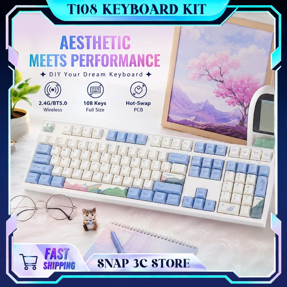 T108 Full Size Mechanical Keyboard Kit 108 Keys Hot Swappable Barebone Wired Customizable RGB Gaming Mice for Laptop PC Office
T108 Full Size Mechanical Keyboard Kit 108 Keys Hot Swappable Barebone Wired Customizable RGB Gaming Mice for Laptop PC Office