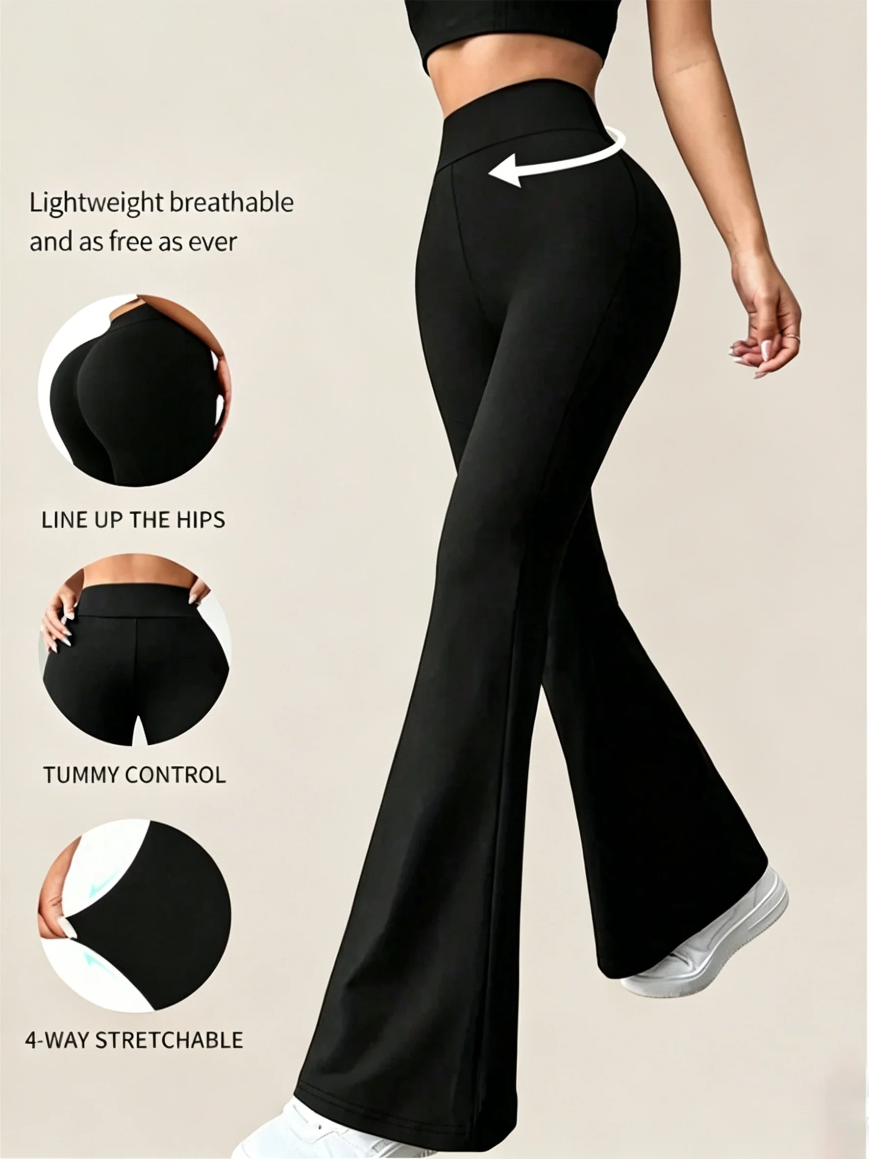 Four seasons women's high-waisted bagless bell bottoms, wide-leg pants, yoga pants, fitness pants, Pilates, commuting
Four seasons women's high-waisted bagless bell bottoms, wide-leg pants, yoga pants, fitness pants, Pilates, commuting