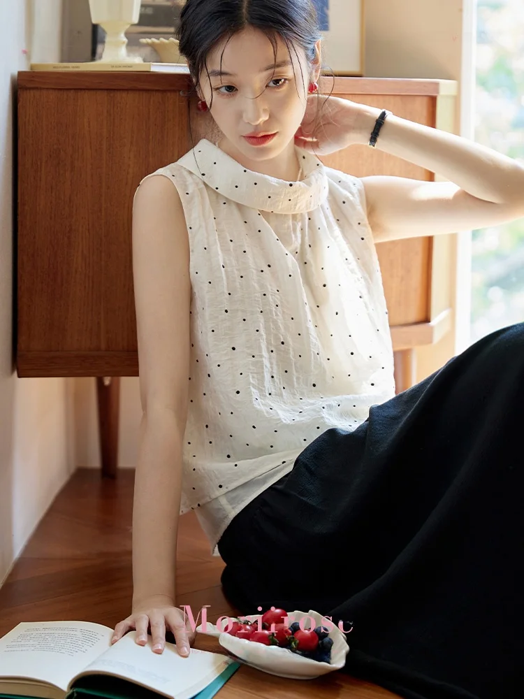 Женская летняя блузка Moriirose в стиле ретро, белая, в горошек, с отложным воротником, двухслойная, из шелка, приталенная
Женская летняя блузка Moriirose в стиле ретро, белая, в горошек, с отложным воротником, двухслойная, из шелка, приталенная