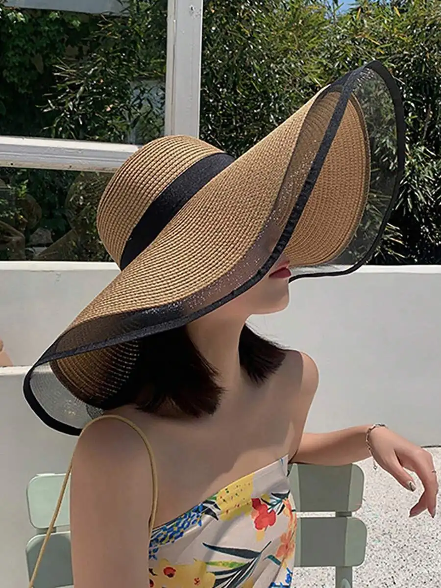 Wide Brim Straw Sun Hat For Women Mesh Patchwork Face Shading Beach Travel Hat
Wide Brim Straw Sun Hat For Women Mesh Patchwork Face Shading Beach Travel Hat