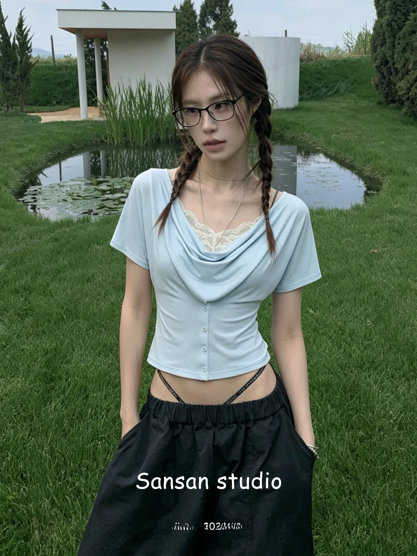 Blue Lace Crop Top And Vest Set Women's Summer Casual Style Short Sleeve Ruffle Collar Slimming Top Comfortable Breathable
Blue Lace Crop Top And Vest Set Women's Summer Casual Style Short Sleeve Ruffle Collar Slimming Top Comfortable Breathable