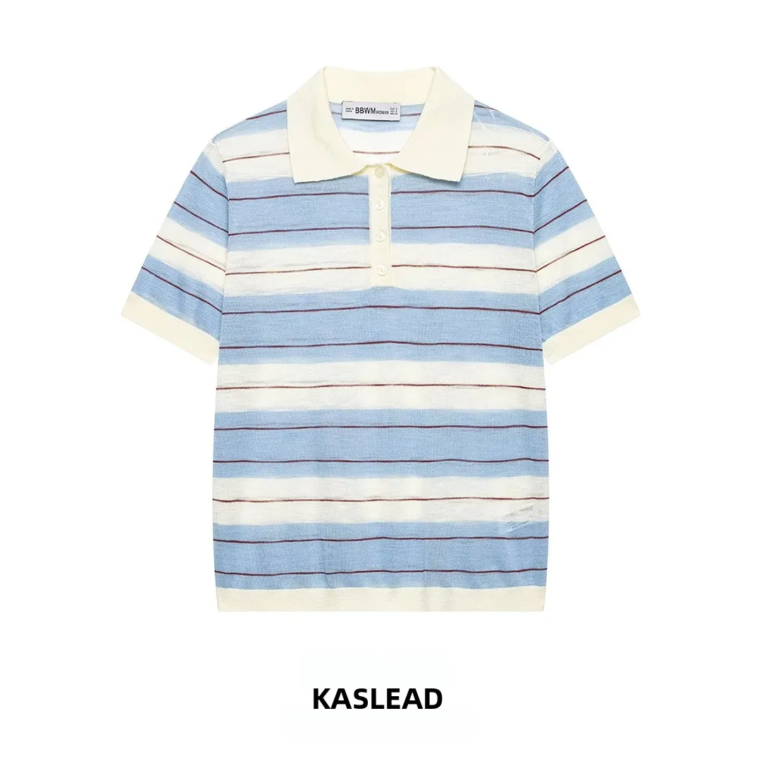 KASLEAD New Women's Fashionable Stripe Knitted Shirt Versatile Stylish Summer Top Polyester Fiber Short Sleeve Regular Fit
KASLEAD New Women's Fashionable Stripe Knitted Shirt Versatile Stylish Summer Top Polyester Fiber Short Sleeve Regular Fit
