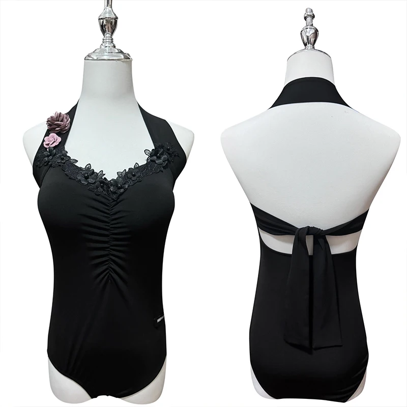 20264 New Latin Dance Tops Women Halter Neck Flower Ruffles Black Leotards Ballroom Dance Clothes Rumba Salsa Dance Wear NV21369
20264 New Latin Dance Tops Women Halter Neck Flower Ruffles Black Leotards Ballroom Dance Clothes Rumba Salsa Dance Wear NV21369