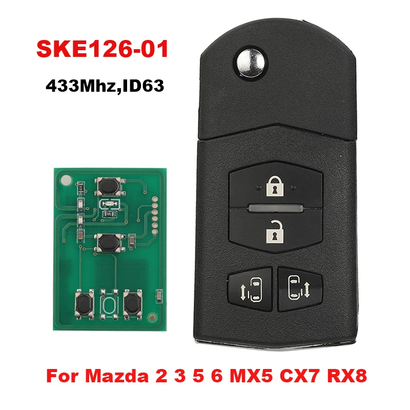 jingyuqin SKE126-01 SKE126-A1 Remote Control Key for Mazda 2 3 5 6 MX5 CX7 RX8 2007 2008 2009 2010 433MHz 4D63 Chip 3 Buttons
jingyuqin SKE126-01 SKE126-A1 Remote Control Key for Mazda 2 3 5 6 MX5 CX7 RX8 2007 2008 2009 2010 433MHz 4D63 Chip 3 Buttons