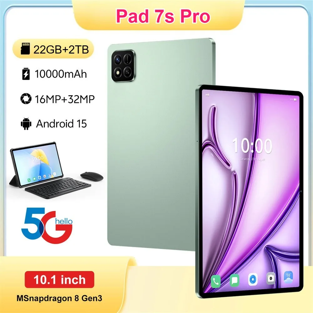 Новый планшет Pad 7s Pro с экраном 10,1 дюйма, аккумулятором 10000 мАч, глобальная версия, 4G/5G, две SIM-карты, 22 ГБ+2 ТБ, детский планшет на Android 15
Новый планшет Pad 7s Pro с экраном 10,1 дюйма, аккумулятором 10000 мАч, глобальная версия, 4G/5G, две SIM-карты, 22 ГБ+2 ТБ, детский планшет на Android 15