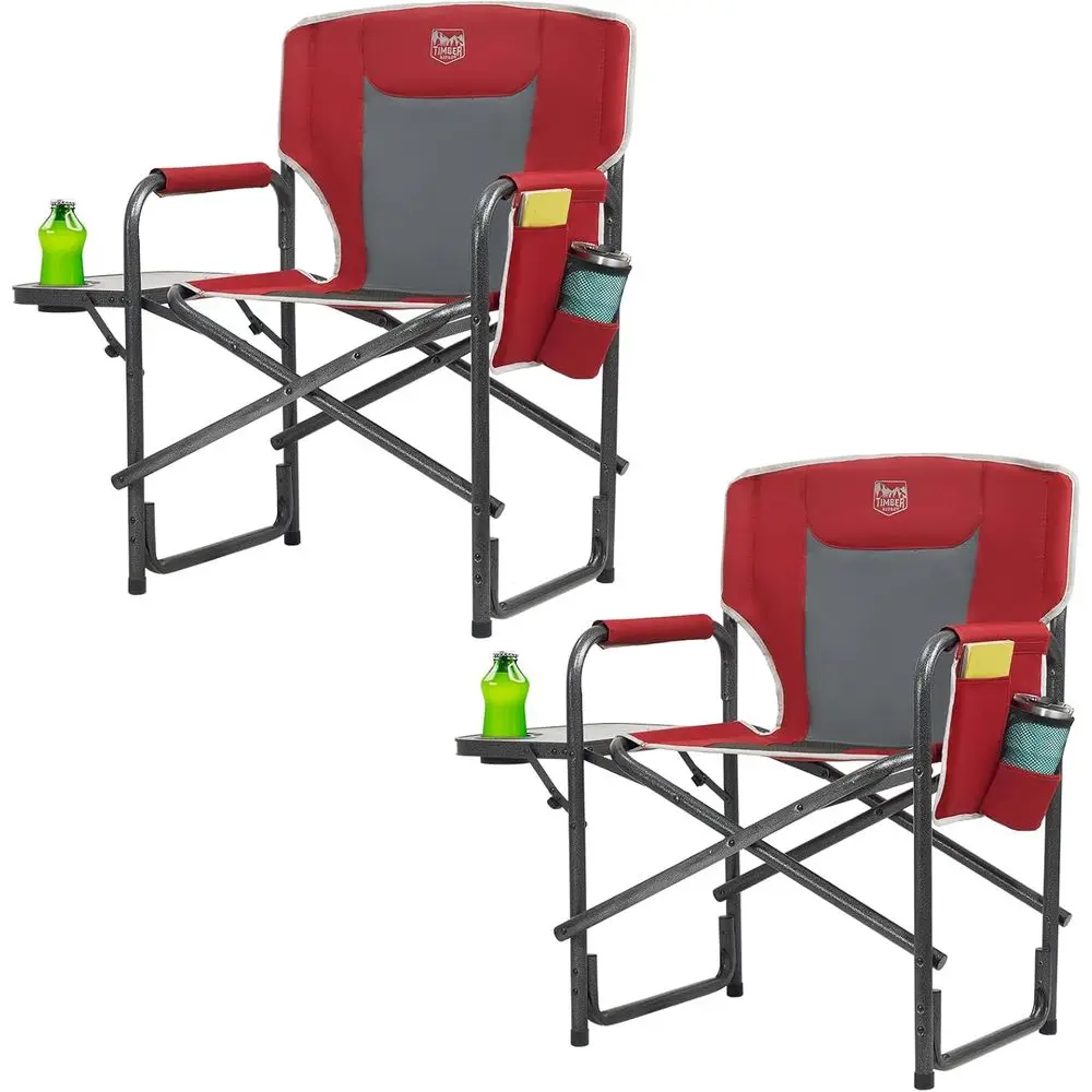 2PCS Red Aluminum Frame Oversized Folding Director Chair With Side Table 400LBS Load For Camping Fishing Picnic Outdoor Use
2PCS Red Aluminum Frame Oversized Folding Director Chair With Side Table 400LBS Load For Camping Fishing Picnic Outdoor Use