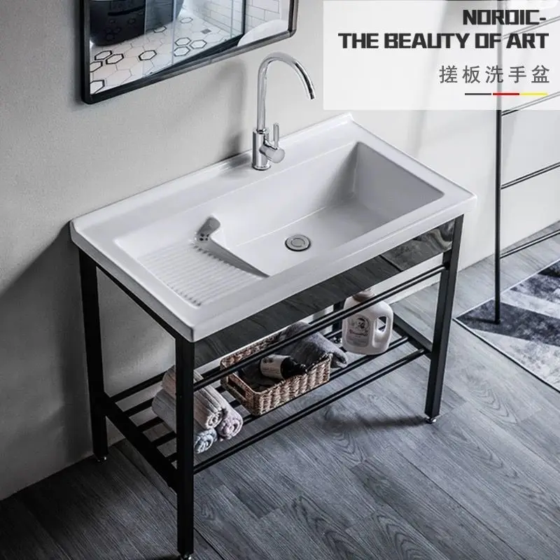 New laundry basin with washboard Separate drainage ceramic integrated basin Balcony sanitary stainless steel bracket Sink
New laundry basin with washboard Separate drainage ceramic integrated basin Balcony sanitary stainless steel bracket Sink